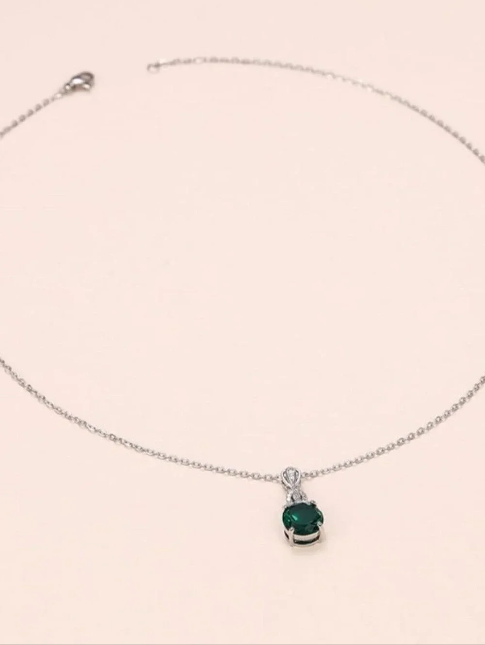 Emerald Green Cubic Zirconia Pendant Necklace - Women Jewelry